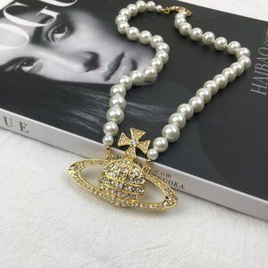 🧜NWT Vivienne Westwood LARGE Bas Relief Pearl Necklace